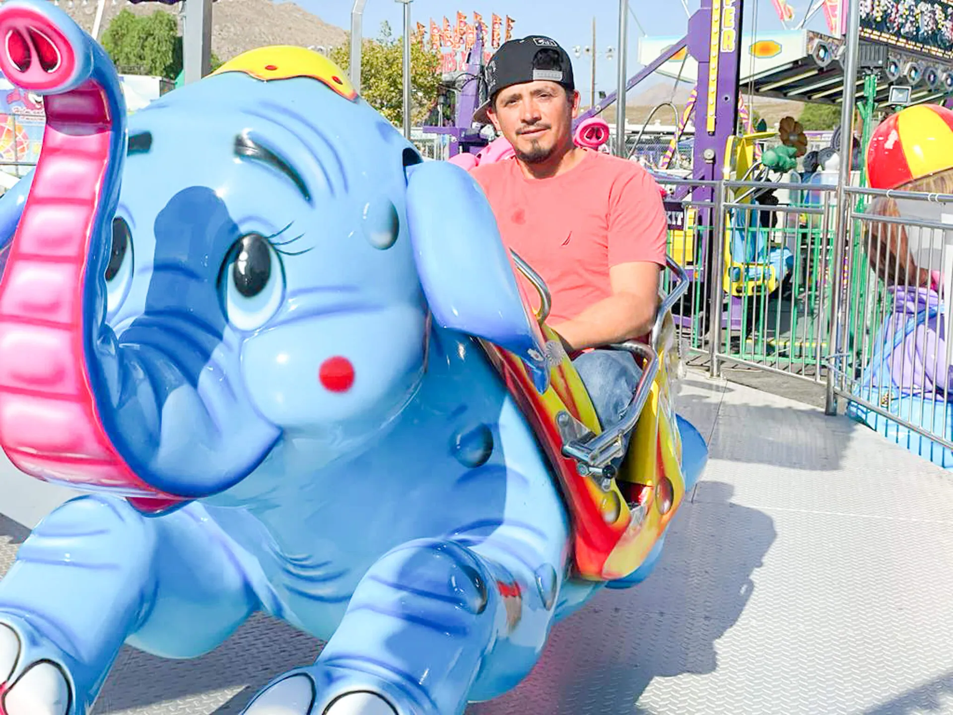 Souther California Fair. You’re never too old to ride off into fantasy when you visit the amusement area.
Photo by Don Ray