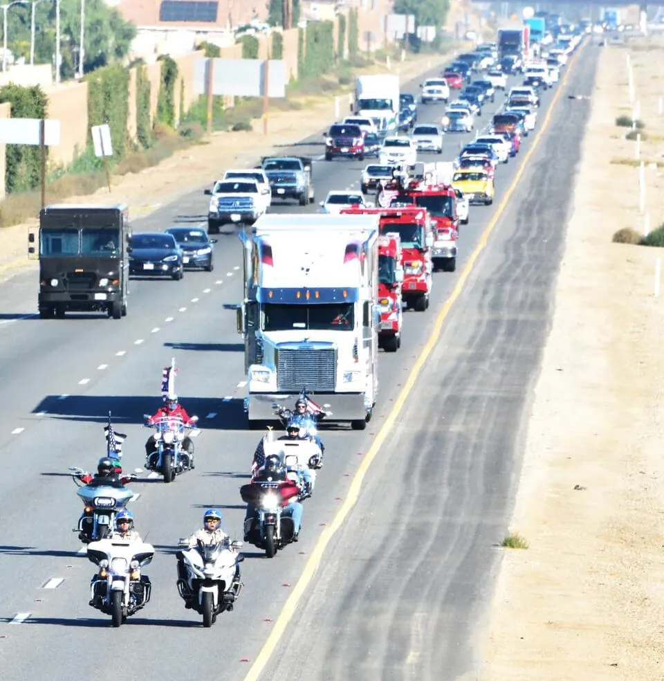 The 9/11 Tunnels to Towers Foundation Memorial exhibit passed through Riverside County, moving from Indio to the Promenade Mall in Temecula. The 83-foot-long tractor trailer, housing an 1100 square foot exhibit, pays tribute to the 343 NYFD firefighters who perished in the Twin Towers inferno and collapse, as well as those who died later from related illnesses. The exhibit is on display in Temecula through Veterans Day.
Credit: Photo by Gary Evans
