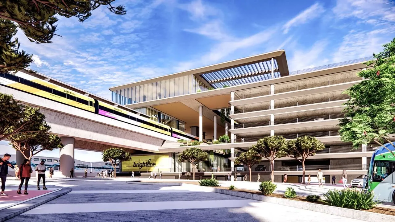 High-Speed Rail. Brightline West. Rancho Cucamonga Station.