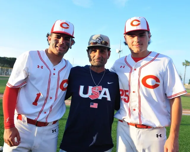Sports Roundup 04-05-2024. With the Los Angeles Dodgers having an off-day last week, third base coach Dino Ebel took advantage of the break to watch his sons, Trey, a sophomore, left, and Brady, a junior, right, play for Corona High at home against city rival, Santiago.