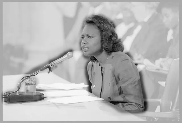 Photo: Anita Hill Caption: Anita Hill testifies in front of the Senate Judiciary Committee during Clarence Thomas Supreme Court confirmation hearings in which Hill said Thomas sexually harassed her. Credit: Library of Congress. October 11
