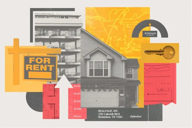 Caption: San Francisco has approved a ban on the use of algorithmic rent-pricing software of the sort made by market leader RealPage. San Diego and San Jose are considering similar laws. Credit: Illustration by Adriana Heldiz, CalMatters; iStock, RentCafe