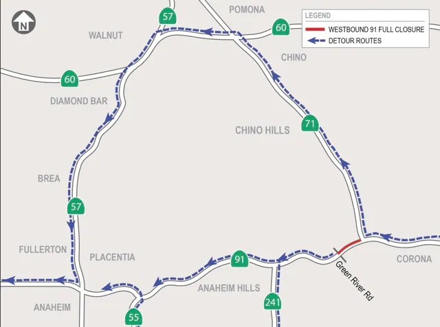 Overnight Closures on State Route 91