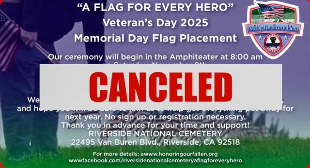 Veterans Day Weekend Flag Placement Canceled. Honoring Our Fallen