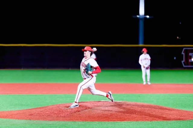 Elsinore pitcher #38 Brandon Stankus unleases a strike