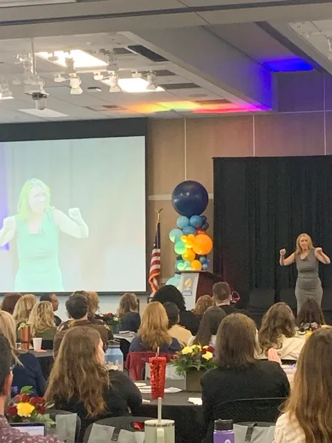 Deaf Education Event. Dr. Nancy Hillock Amann gives a presentation on the importance of language and Deaf culture.