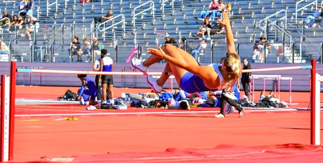 Norco’s Samantha Gawrich makes 4’ 10” to win the varsity high jump event.