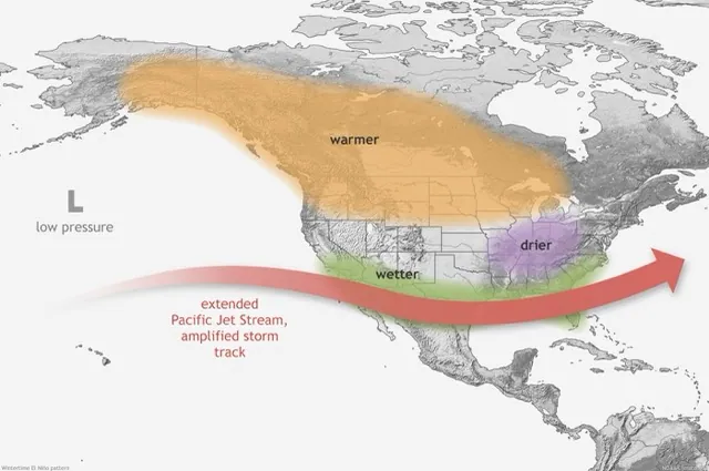 Graphic of winter El Niño patterns in North America