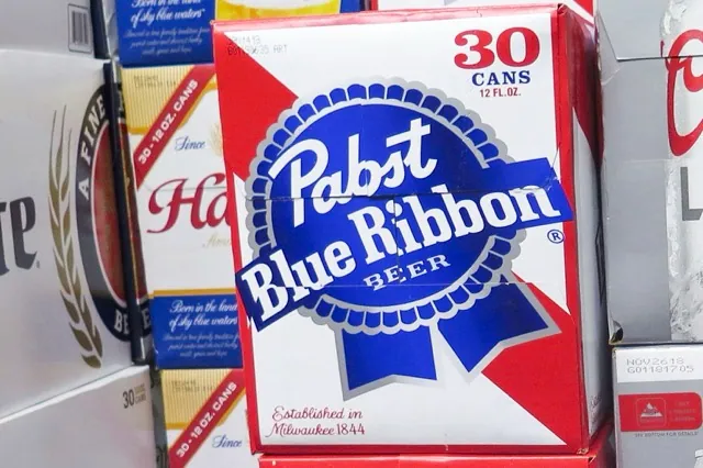 Cases of Pabst Blue Ribbon beer are stacked in a liquor store, Nov. 8, 2018, in Milwaukee. Credit: AP Photo/Ivan Moreno